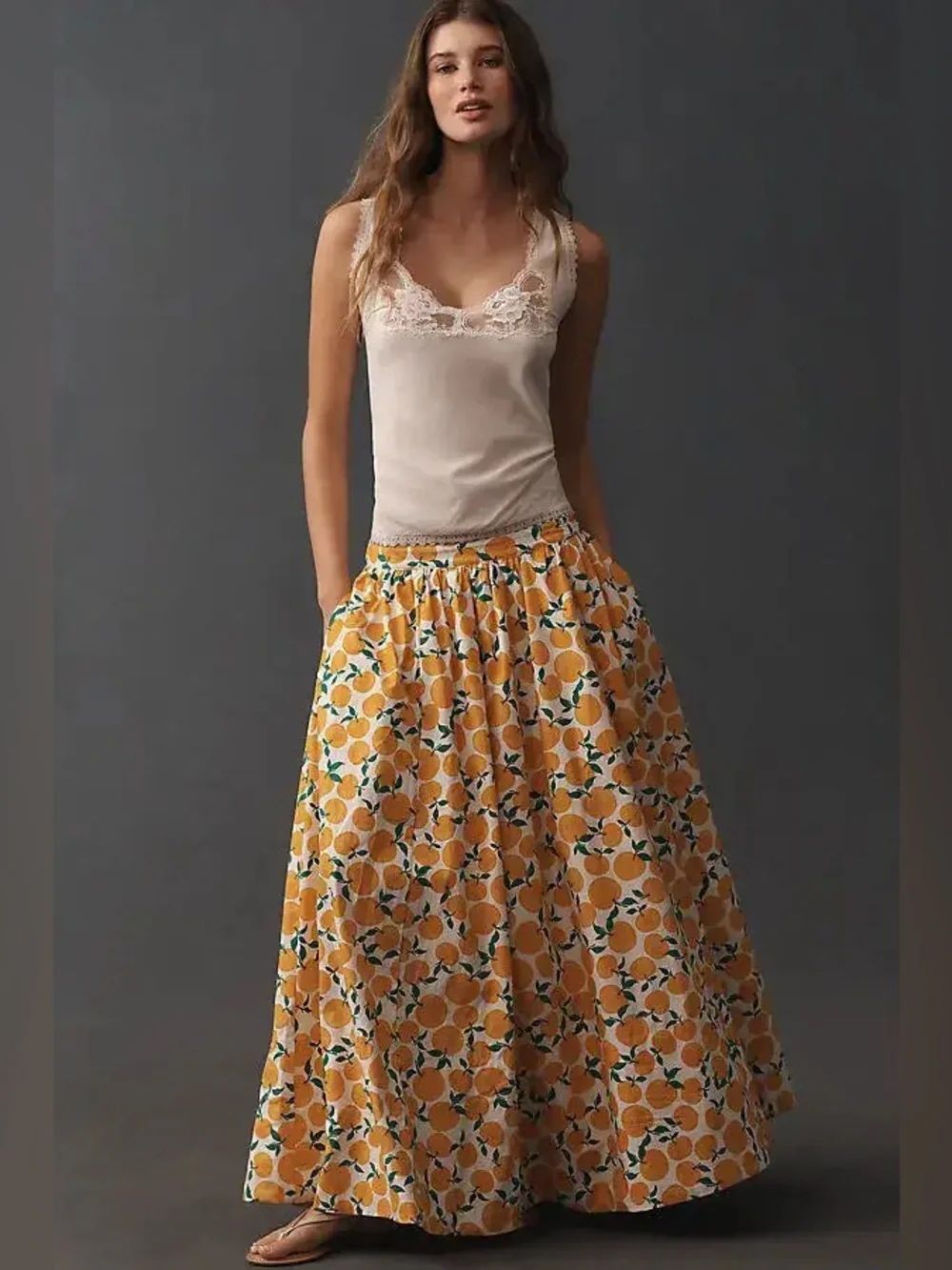 Jacie Poplin Printed Maxi Skirt by Maeve Size Xs